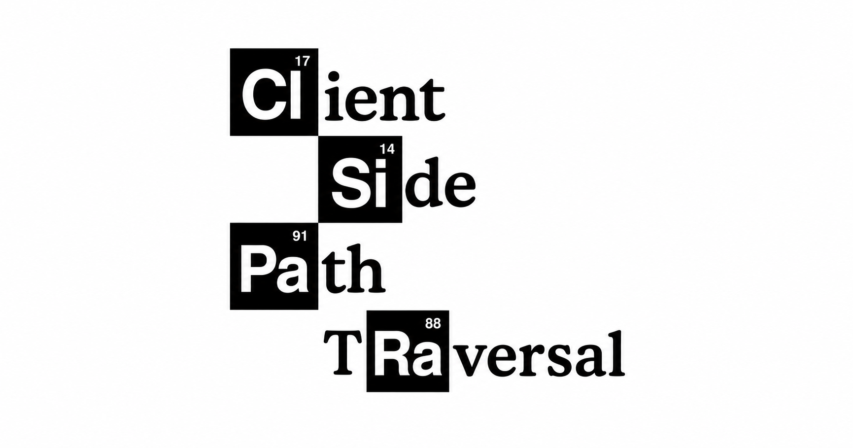 The words Client Side Path Traversal styled like chemical elements from the periodic table.