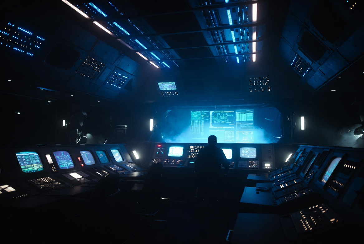 dark control room